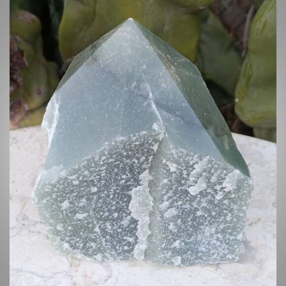 ❤️ green AVENTURINE crystal rock mineral point : calmness PROSPERITY chakra - Picture 2 of 6